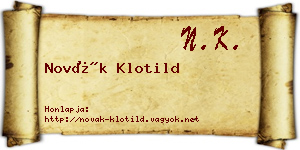 Novák Klotild névjegykártya